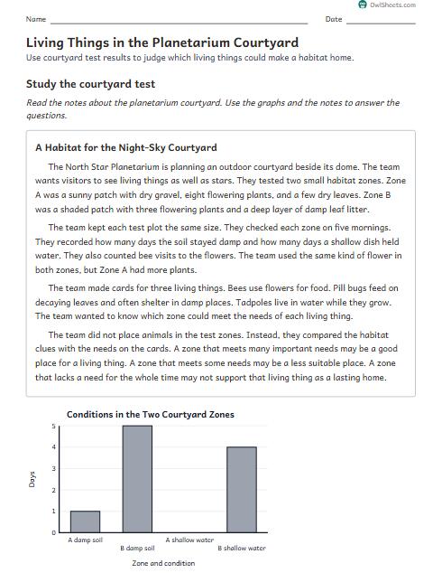 Living Things in the Planetarium Courtyard worksheet preview
