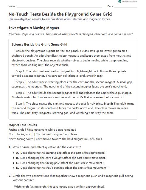 No-Touch Tests Beside the Playground Game Grid worksheet preview