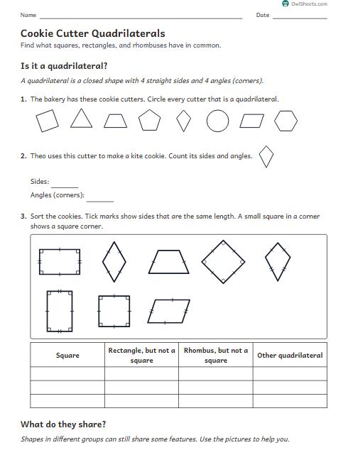 Cookie Cutter Quadrilaterals worksheet preview