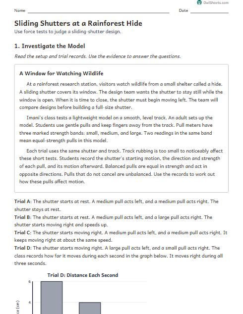 Sliding Shutters at a Rainforest Hide worksheet preview