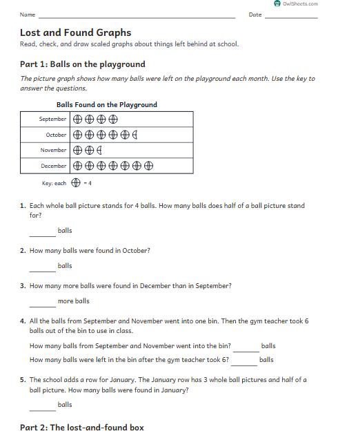 Lost and Found Graphs worksheet preview