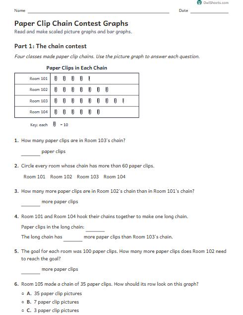 Paper Clip Chain Contest Graphs worksheet preview