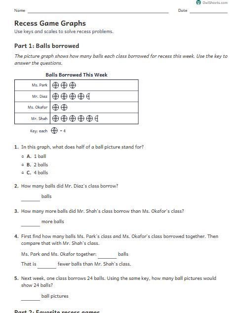 Recess Game Graphs worksheet preview