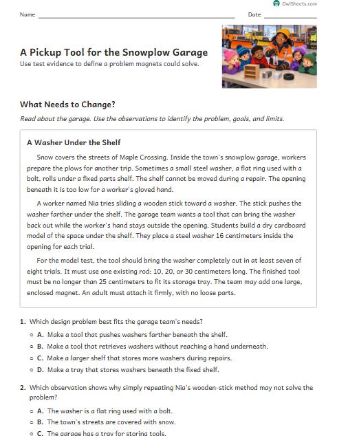 A Pickup Tool for the Snowplow Garage worksheet preview