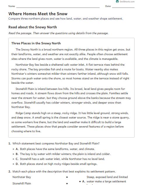 Where Homes Meet the Snow worksheet preview