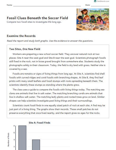 Fossil Clues Beneath the Soccer Field worksheet preview