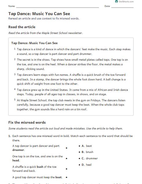 Tap Dance: Music You Can See worksheet preview