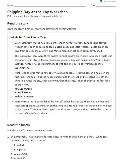 Shipping Day at the Toy Workshop worksheet preview