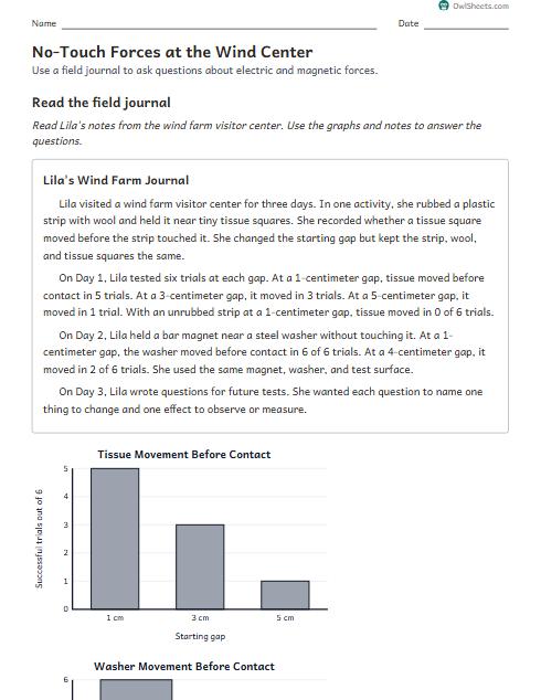 No-Touch Forces at the Wind Center worksheet preview
