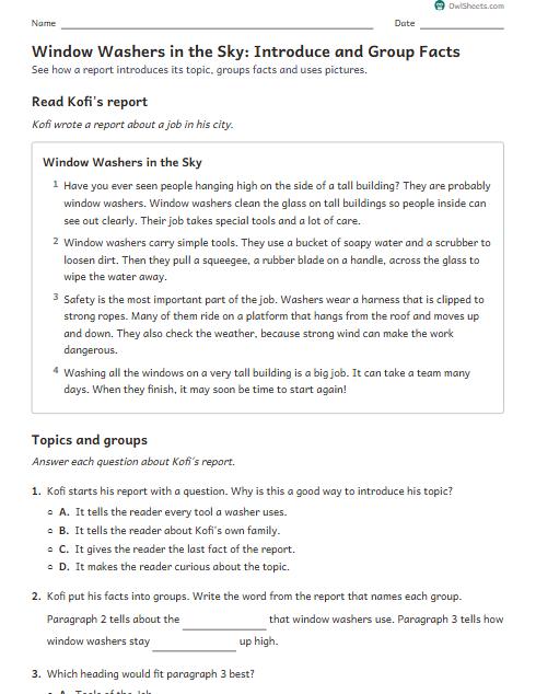 Window Washers in the Sky: Introduce and Group Facts worksheet preview