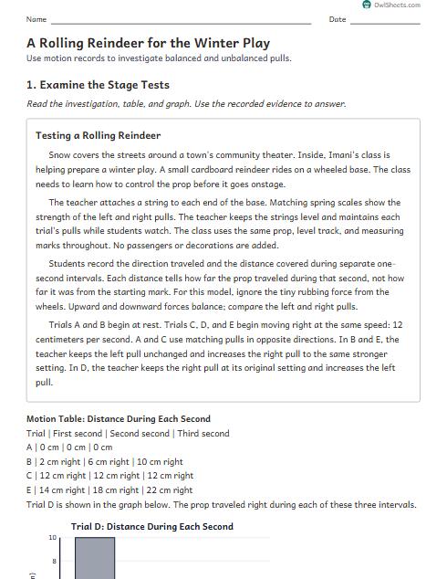 A Rolling Reindeer for the Winter Play worksheet preview