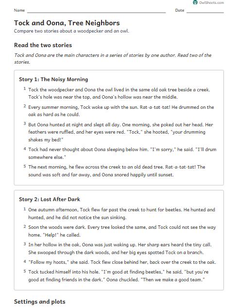 Tock and Oona, Tree Neighbors worksheet preview