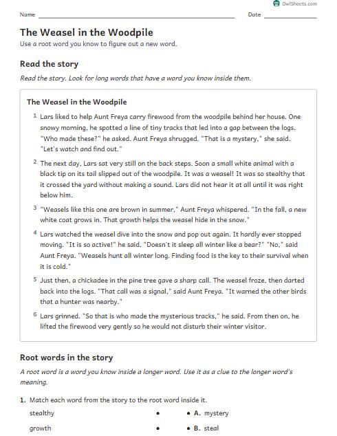 The Weasel in the Woodpile worksheet preview