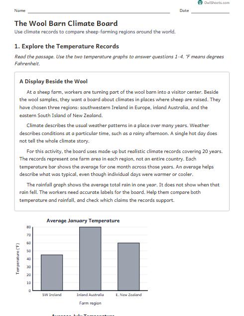The Wool Barn Climate Board worksheet preview
