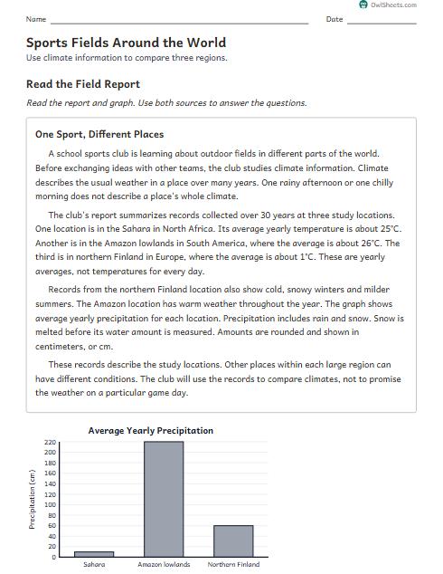 Sports Fields Around the World worksheet preview
