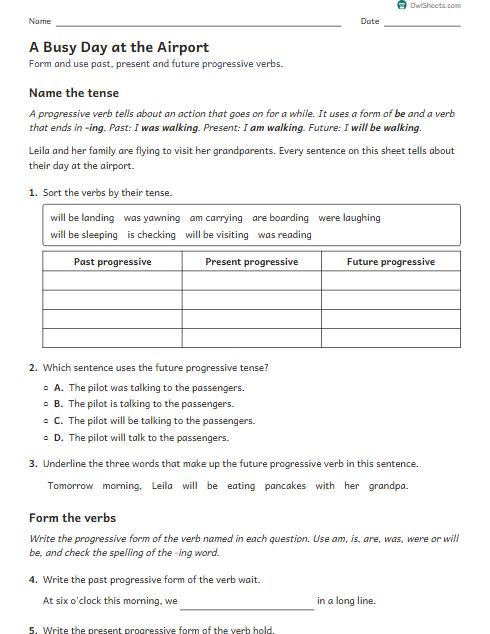 A Busy Day at the Airport worksheet preview
