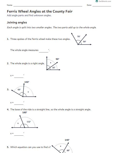 Ferris Wheel Angles at the County Fair worksheet preview