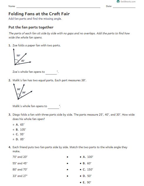 Folding Fans at the Craft Fair worksheet preview