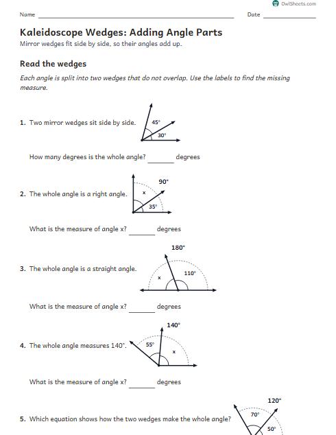 Kaleidoscope Wedges: Adding Angle Parts worksheet preview