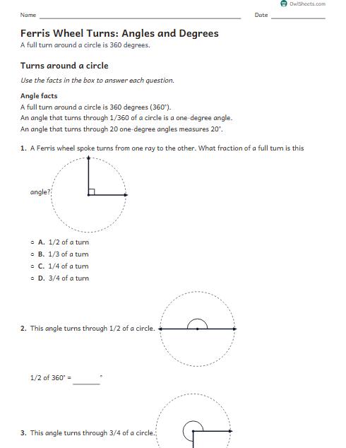 Ferris Wheel Turns: Angles and Degrees worksheet preview