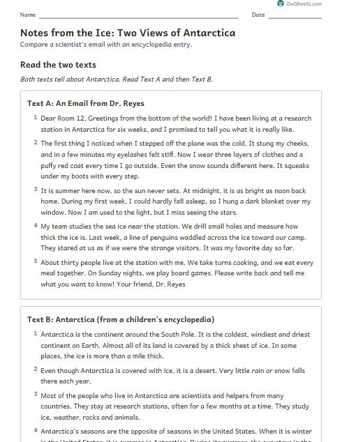 Notes from the Ice: Two Views of Antarctica worksheet preview
