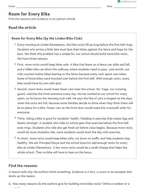 Room for Every Bike worksheet preview