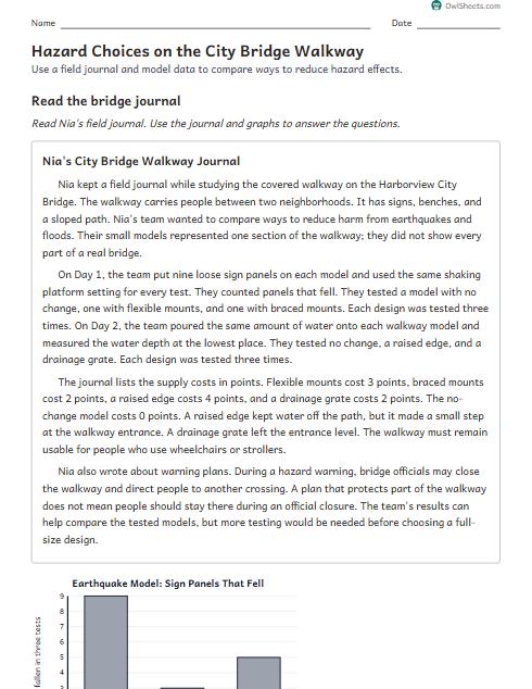 Hazard Choices on the City Bridge Walkway worksheet preview