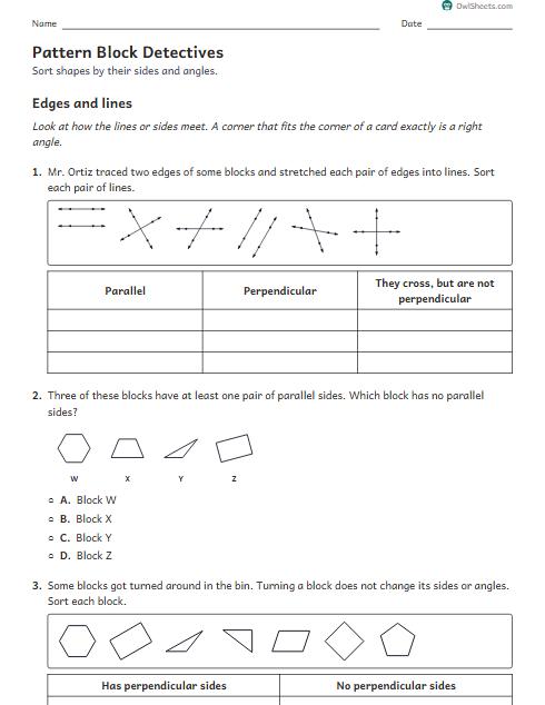 Pattern Block Detectives worksheet preview