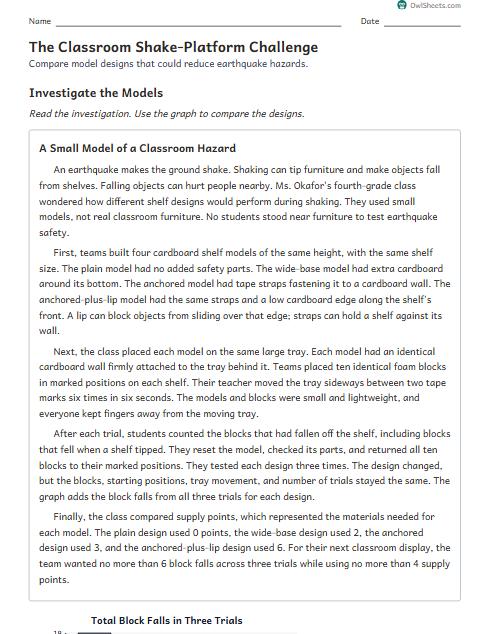 The Classroom Shake-Platform Challenge worksheet preview