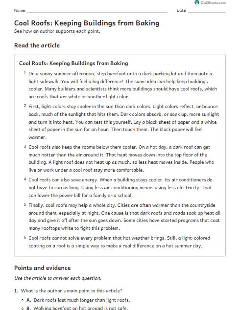 Cool Roofs: Keeping Buildings from Baking worksheet preview