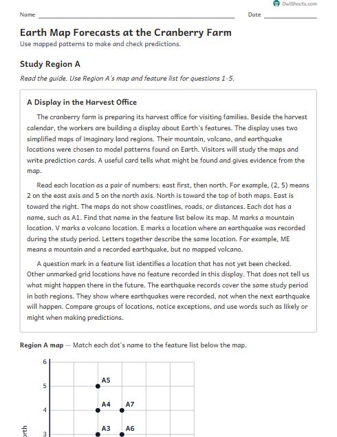 Earth Map Forecasts at the Cranberry Farm worksheet preview