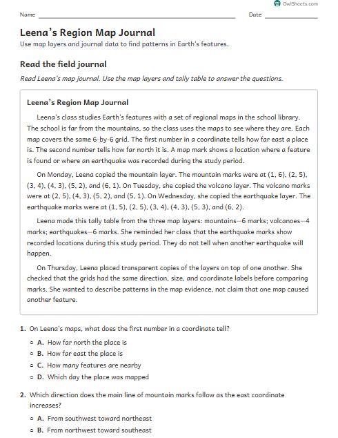Leena’s Region Map Journal worksheet preview