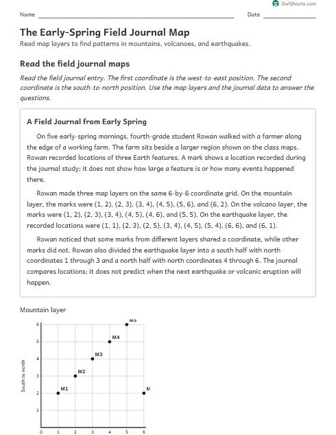 The Early-Spring Field Journal Map worksheet preview