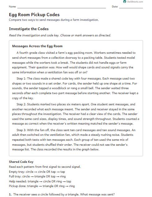 Egg Room Pickup Codes worksheet preview