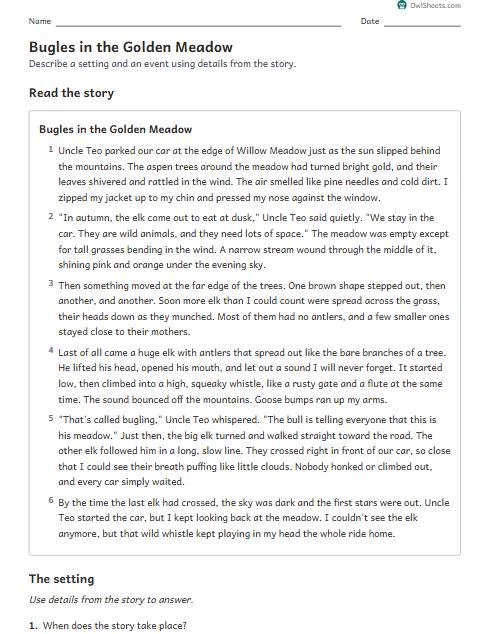 Bugles in the Golden Meadow worksheet preview