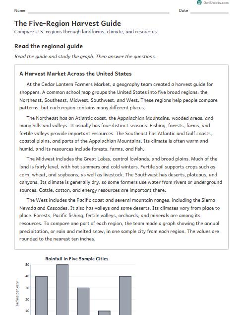 The Five-Region Harvest Guide worksheet preview