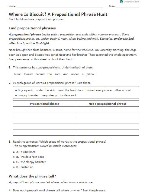 Where Is Biscuit? A Prepositional Phrase Hunt worksheet preview