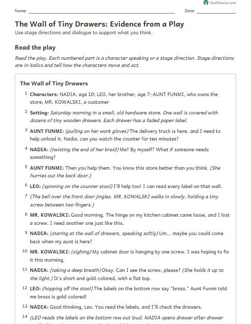The Wall of Tiny Drawers: Evidence from a Play worksheet preview