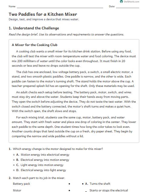 Two Paddles for a Kitchen Mixer worksheet preview