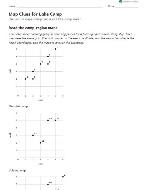 Map Clues for Lake Camp worksheet preview