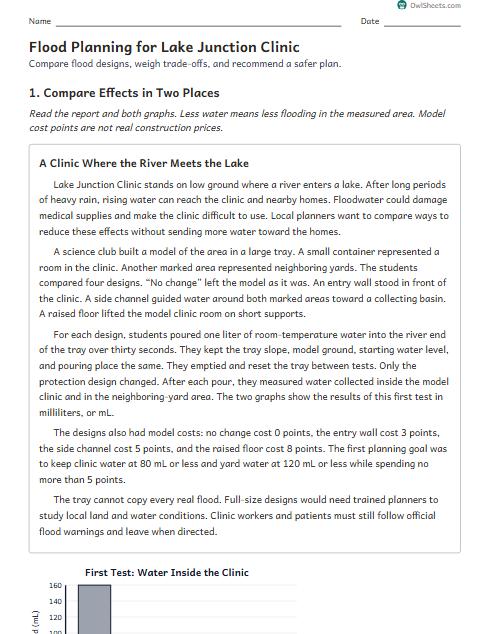 Flood Planning for Lake Junction Clinic worksheet preview