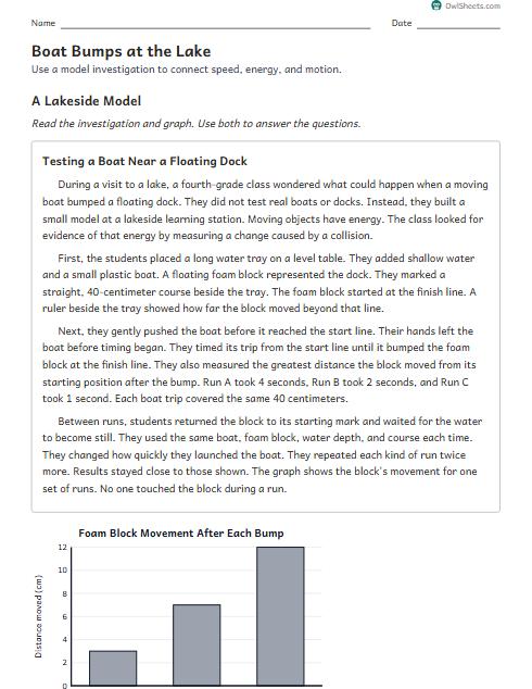 Boat Bumps at the Lake worksheet preview