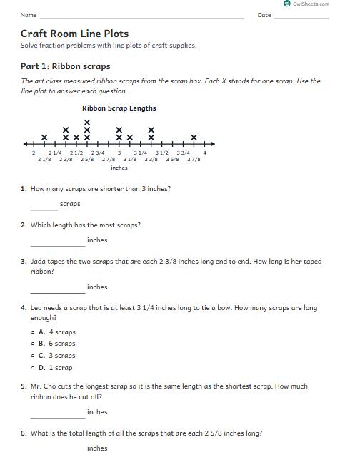 Craft Room Line Plots worksheet preview