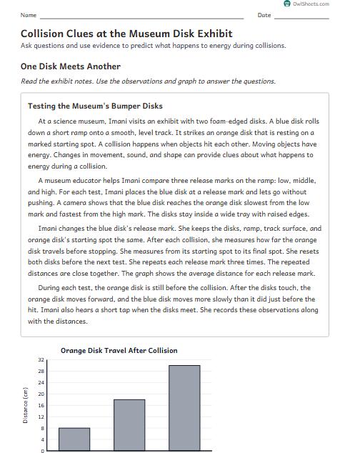 Collision Clues at the Museum Disk Exhibit worksheet preview
