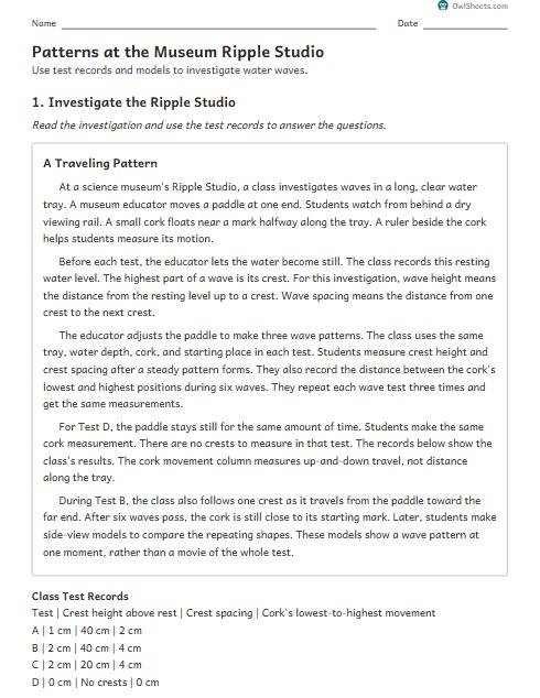 Patterns at the Museum Ripple Studio worksheet preview