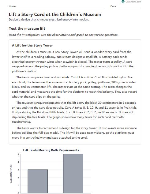 Lift a Story Card at the Children’s Museum worksheet preview