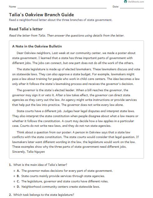 Talia's Oakview Branch Guide worksheet preview