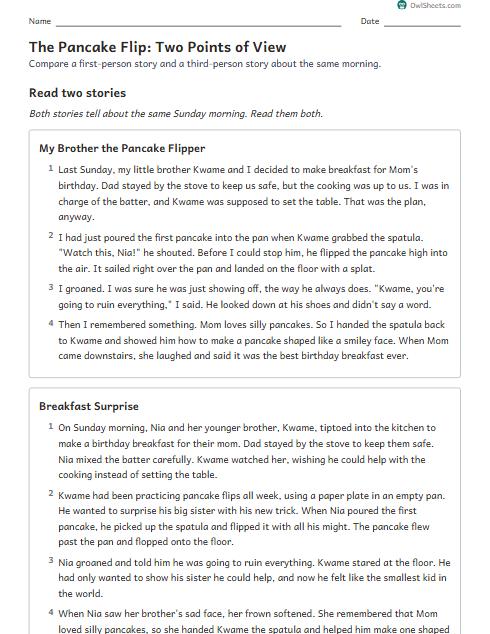 The Pancake Flip: Two Points of View worksheet preview