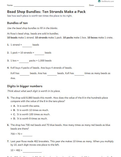 Bead Shop Bundles: Ten Strands Make a Pack worksheet preview