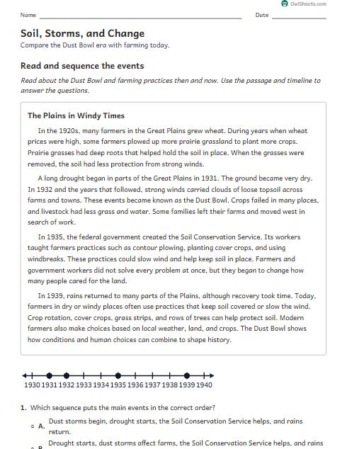 Soil, Storms, and Change worksheet preview